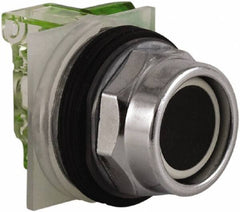 Schneider Electric - 30mm Mount Hole, Extended Straight, Pushbutton Switch with Contact Block - Black Pushbutton, Momentary (MO) - Benchmark Tooling