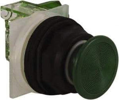 Schneider Electric - 30mm Mount Hole, Extended Straight, Pushbutton Switch with Contact Block - Green Pushbutton, Momentary (MO) - Benchmark Tooling