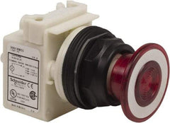 Schneider Electric - 30mm Mount Hole, Extended Straight, Pushbutton Switch Only - Red Pushbutton, Maintained (MA) - Benchmark Tooling