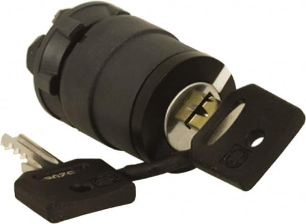 Schneider Electric - 22mm Mount Hole, 3 Position, Key Operated, Selector Switch Only - Black, Momentary (MO), Shock, Vibration and Water Resistant - Benchmark Tooling