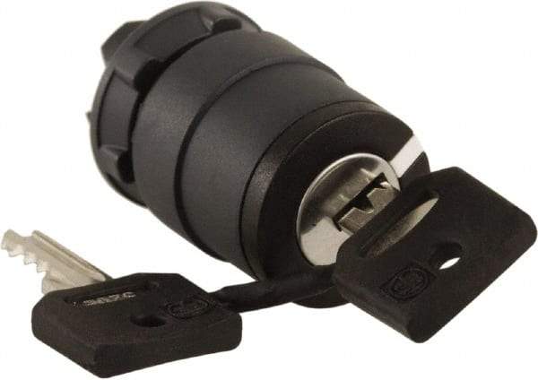 Schneider Electric - 22mm Mount Hole, 2 Position, Key Operated, Selector Switch Only - Black, Momentary (MO), Nonilluminated, Shock, Vibration and Water Resistant - Benchmark Tooling