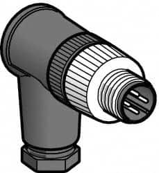 Telemecanique Sensors - 3 Amp, M12 4 Pin Elbowed Male Field Attachable Connector Sensor and Receptacle - 125 VAC, 150 VDC, IP67 Ingress Rating - Benchmark Tooling