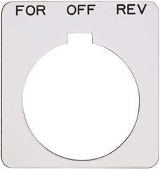 Schneider Electric - Square, Plastic Legend Plate - Forward-Off-Reverse - White Background, Black Letters, 1.22 Inch Hole Diameter, 1-3/4 Inch Square - Benchmark Tooling