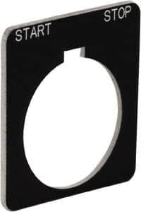 Schneider Electric - Square, Plastic Legend Plate - Start-Stop - Black Background, White Letters, 1.22 Inch Hole Diameter, 1-3/4 Inch Square - Benchmark Tooling