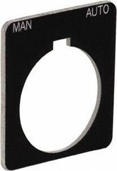 Schneider Electric - Square, Plastic Legend Plate - Manual-Auto - Black Background, White Letters, 1.22 Inch Hole Diameter, 1-3/4 Inch Square - Benchmark Tooling