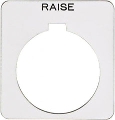 Schneider Electric - Square, Plastic Legend Plate - Raise - White Background, Black Letters, 1.22 Inch Hole Diameter, 1-3/4 Inch Square - Benchmark Tooling