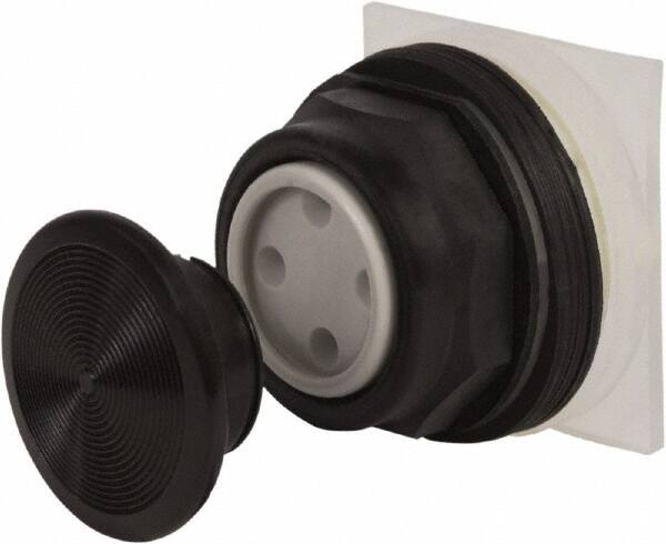 Schneider Electric - 30mm Mount Hole, Extended Straight, Pushbutton Switch Only - Black Pushbutton, Momentary (MO) - Benchmark Tooling