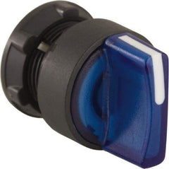 Schneider Electric - 22mm Mount Hole, 2 Position, Handle Operated, Selector Switch Only - Blue, Maintained (MA), Illuminated, Shock, Vibration and Water Resistant - Benchmark Tooling