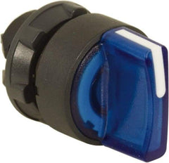 Schneider Electric - 22mm Mount Hole, 3 Position, Handle Operated, Selector Switch Only - Blue, Maintained (MA), Illuminated, Shock, Vibration and Water Resistant - Benchmark Tooling