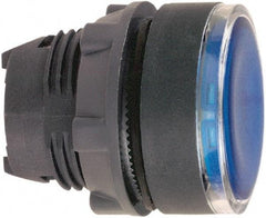 Schneider Electric - 22mm Mount Hole, Flush, Pushbutton Switch Only - Round, Blue Pushbutton, Illuminated, Maintained (MA) - Benchmark Tooling