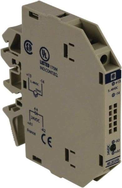 Schneider Electric - 12 Milliamp, NC Configuration, Interface Relay Module - DIN Rail Mount, 23 to 131°F, 24 VDC - Benchmark Tooling