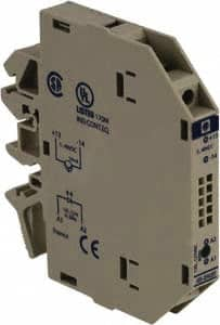 Schneider Electric - 17 Milliamp, NC Configuration, Interface Relay Module - DIN Rail Mount, 23 to 131°F, 120 to 127 Volt - Benchmark Tooling