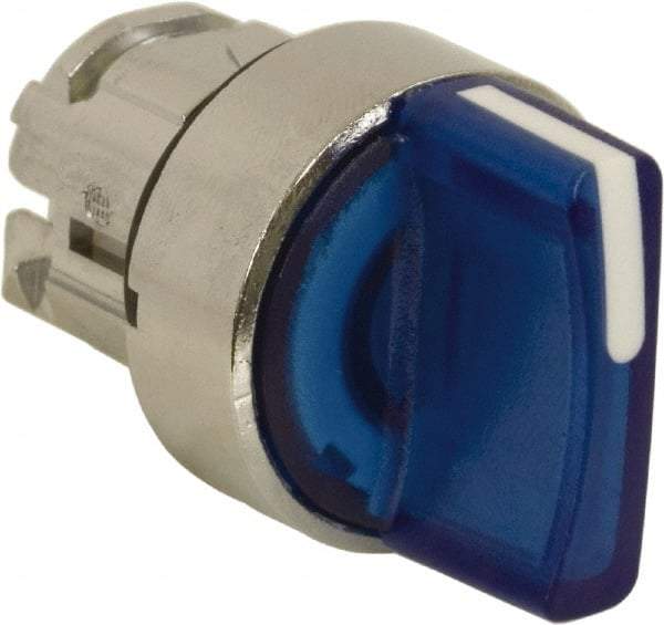 Schneider Electric - 22mm Mount Hole, 3 Position, Handle Operated, Selector Switch - Blue, Momentary (MO), Illuminated, Shock, Vibration and Water Resistant - Benchmark Tooling