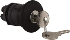 Schneider Electric - 22mm Mount Hole, Extended Mushroom Head, Pushbutton Switch Only - Round, Black Pushbutton, Nonilluminated, Maintained (MA) - Benchmark Tooling