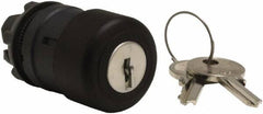 Schneider Electric - 22mm Mount Hole, Extended Mushroom Head, Pushbutton Switch Only - Round, Black Pushbutton, Nonilluminated, Maintained (MA) - Benchmark Tooling