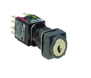 Schneider Electric - 16mm Mount Hole, Key Operated, Selector Switch - Black, Maintained (MA), NO/NC, Vibration Resistant - Benchmark Tooling