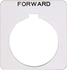 Schneider Electric - Square, Plastic Legend Plate - Forward - White Background, Black Letters, 1.22 Inch Hole Diameter, 1-3/4 Inch Square - Benchmark Tooling