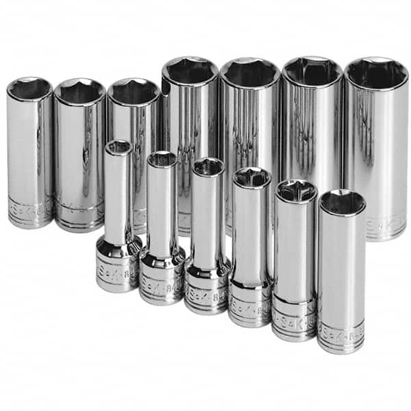 SK - 3/8" Drive Deep Socket Set - 7 to 19mm, Metric Measurement Standard - Benchmark Tooling