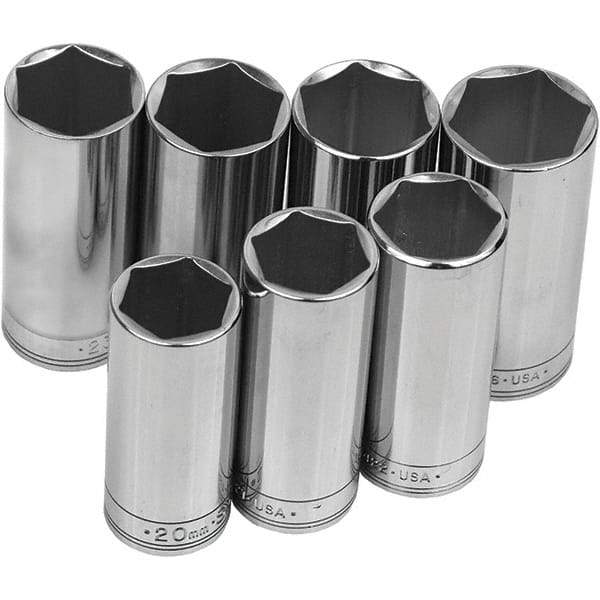 SK - 3/8" Drive Deep Socket Set - 7 to 19mm, Metric Measurement Standard - Benchmark Tooling