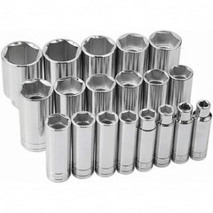 SK - 1/2" Drive Deep Socket Set - 3/8 to 1-1/2", Inch Measurement Standard - Benchmark Tooling