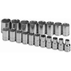 SK - 1/2" Drive Standard Socket Set - 10 to 28mm, Metric Measurement Standard - Benchmark Tooling