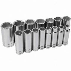 SK - 1/2" Drive Deep Socket Set - 3/8 to 1-1/4", Inch Measurement Standard - Benchmark Tooling