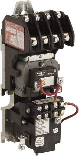 Square D - No Enclosure, 4 Pole, Mechanically Held Lighting Contactor - 20 A (Tungsten), 30 A (Fluorescent), 110 VAC at 50 Hz, 120 VAC at 60 Hz, 4NC Contact Configuration - Benchmark Tooling