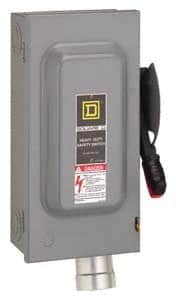 Square D - 60 Amp, 600 VAC, 3 Pole Nonfused Safety Switch - NEMA 12, 30 hp at 600 VAC (Single Phase), 60 hp at 600 VAC (Triple Phase) - Benchmark Tooling