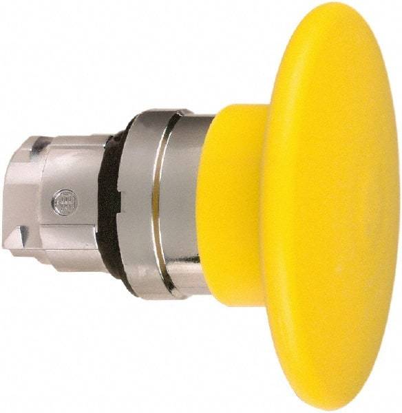 Schneider Electric - 22mm Mount Hole, Extended Mushroom Head, Pushbutton Switch Only - Round, Yellow Pushbutton, Nonilluminated, Momentary (MO) - Benchmark Tooling