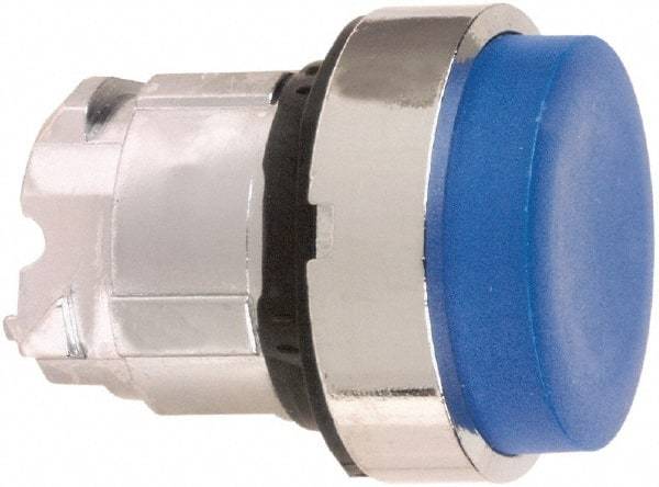 Schneider Electric - 22mm Mount Hole, Extended Straight, Pushbutton Switch Only - Round, Blue Pushbutton, Nonilluminated, Momentary (MO) - Benchmark Tooling