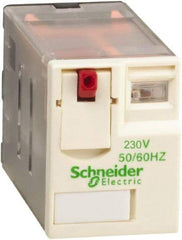 Schneider Electric - 750 VA Power Rating, Electromechanical Plug-in General Purpose Relay - 1 Amp at 250 VAC & 28 VDC, 2 Amp at 250 VAC & 28 VDC, 3 Amp at 277 VAC & 28 VDC, 4CO, 230 VAC at 50/60 Hz - Benchmark Tooling