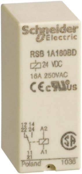 Schneider Electric - 4,000 VA Power Rating, Electromechanical Plug-in General Purpose Relay - 16 Amp at 250 VAC & 28 VDC, 1CO, 24 VDC - Benchmark Tooling