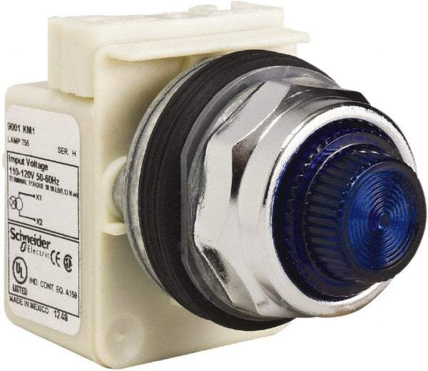 Schneider Electric - 120 VAC Blue Lens Indicating Light - Screw Clamp Connector - Benchmark Tooling