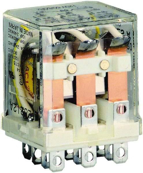 Square D - 1/2 hp at 120 Volt & 3/4 hp at 240 Volt, Electromechanical Plug-in General Purpose Relay - 10 Amp at 250 VAC, 3PDT, 120 VAC at 50/60 Hz - Benchmark Tooling