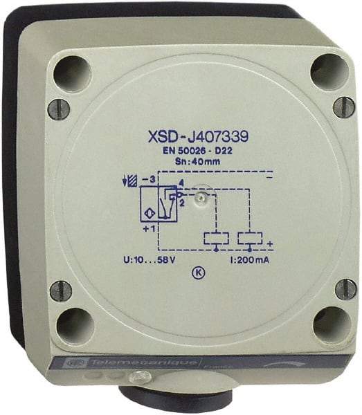 Telemecanique Sensors - PNP, NO/NC, 40mm Detection, Rectangular, Inductive Proximity Sensor - 4 Wires, IP67, 12 to 48 VDC, 80 mm Wide - Benchmark Tooling