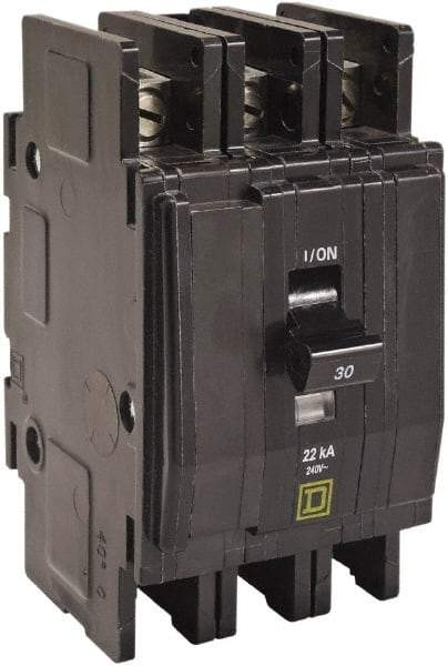 Square D - 30 Amp, 240 VAC, 3 Pole, Panel Mount Miniature Circuit Breaker - 14-2 AWG - Benchmark Tooling