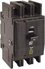 Square D - 20 Amp, 240 VAC, 3 Pole, DIN Rail Mounted, Flush Mount, Surface Mount Miniature Circuit Breaker - Thermal Magnetic Trip, 10 kA at 120/240 VAC Breaking Capacity, 14-2 (Aluminum), 14-2 (Copper) AWG, 74mm Deep x 103mm High x 19mm Wide - Benchmark Tooling