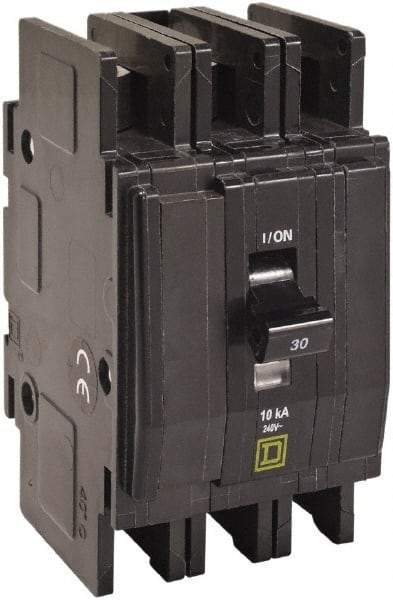 Square D - 25 Amp, 240 VAC, 3 Pole, DIN Rail Mounted, Flush Mount, Surface Mount Miniature Circuit Breaker - Thermal Magnetic Trip, 10 kA at 120/240 VAC Breaking Capacity, 14-2 (Aluminum), 14-2 (Copper) AWG, 74mm Deep x 103mm High x 19mm Wide - Benchmark Tooling