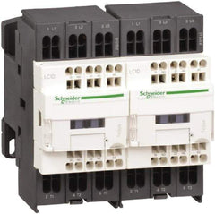 Schneider Electric - 3 Pole, 24 Coil VDC, 12 Amp at 440 VAC, Reversible IEC Contactor - 1 Phase hp: 1 at 115 VAC, 2 at 230/240 VAC, 3 Phase hp: 10 at 575/600 VAC, 3 at 200/208 VAC, 3 at 230/240 VAC, 7.5 at 460/480 VAC - Benchmark Tooling
