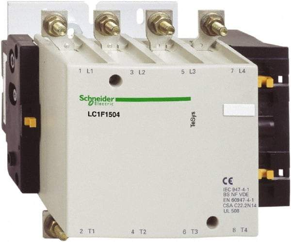 Schneider Electric - 4 Pole, 24 Coil VDC, 250 Amp at 440 VAC, Nonreversible IEC Contactor - Bureau Veritas, CCC, CSA, DNV, EN/IEC 60947-1, EN/IEC 60947-4-1, GL, JEM 1038, LROS, RINA, RMRoS, RoHS Compliant, UL Listed - Benchmark Tooling