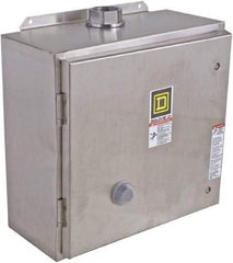 Square D - 110 Coil VAC at 50 Hz, 120 Coil VAC at 60 Hz, 27 Amp, NEMA Size 1, Reversible Enclosed Enclosure NEMA Motor Starter - 3 Phase hp: 10 at 460 VAC, 10 at 575 VAC, 7-1/2 at 200 VAC, 7-1/2 at 230 VAC, 4x Enclosure Rating - Benchmark Tooling