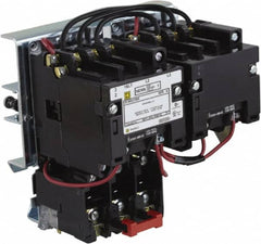 Square D - 220 Coil VAC at 50 Hz, 240 Coil VAC at 60 Hz, 27 Amp, NEMA Size 1, Reversible Open Enclosure NEMA Motor Starter - 1 Phase hp: 2 at 115 VAC, 3 at 230 VAC - Benchmark Tooling