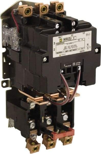 Square D - 440 Coil VAC at 50 Hz, 480 Coil VAC at 60 Hz, 90 Amp, NEMA Size 3, Nonreversible Open Enclosure NEMA Motor Starter - 3 Phase hp: 25 at 200 VAC, 30 at 230 VAC, 50 at 460 VAC, 50 at 575 VAC - Benchmark Tooling