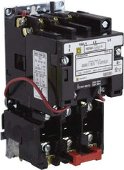 Square D - 277 Coil VAC at 60 Hz, 27 Amp, NEMA Size 1, Nonreversible Open Enclosure NEMA Motor Starter - 3 Phase hp: 10 at 460 VAC, 10 at 575 VAC, 7-1/2 at 200 VAC, 7-1/2 at 230 VAC - Benchmark Tooling