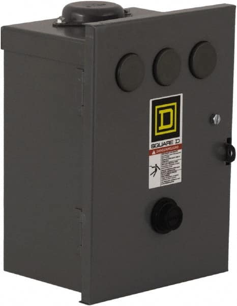 Square D - 440 Coil VAC at 50 Hz, 480 Coil VAC at 60 Hz, 27 Amp, NEMA Size 1, Nonreversible Enclosed Enclosure NEMA Motor Starter - 3 Phase hp: 10 at 460 VAC, 10 at 575 VAC, 7-1/2 at 200 VAC, 7-1/2 at 230 VAC, 3R Enclosure Rating - Benchmark Tooling