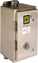 Square D - 110 Coil VAC at 50 Hz, 120 Coil VAC at 60 Hz, 27 Amp, NEMA Size 1, Nonreversible Enclosed Enclosure NEMA Motor Starter - 3 Phase hp: 10 at 460 VAC, 10 at 575 VAC, 7-1/2 at 200 VAC, 7-1/2 at 230 VAC, 4x Enclosure Rating - Benchmark Tooling