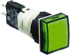 Schneider Electric - 12-24 VAC/VDC Green Lens LED Pilot Light - Square Lens, Quick Connect Connector, 18mm Wide, Vibration Resistant - Benchmark Tooling