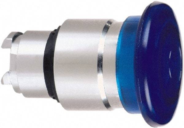 Schneider Electric - 22mm Mount Hole, Extended Mushroom Head, Pushbutton Switch Only - Round, Blue Pushbutton, Nonilluminated, Momentary (MO) - Benchmark Tooling