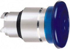 Schneider Electric - 22mm Mount Hole, Extended Mushroom Head, Pushbutton Switch Only - Round, Blue Pushbutton, Nonilluminated, Momentary (MO) - Benchmark Tooling