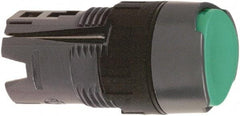 Schneider Electric - 16mm Mount Hole, Flush, Pushbutton Switch Only - Round, Green Pushbutton, Nonilluminated, Momentary (MO), Vibration Resistant - Benchmark Tooling